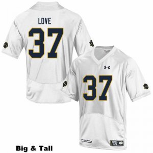 Notre Dame Fighting Irish Men's Chase Love #37 White Under Armour Authentic Stitched Big & Tall College NCAA Football Jersey BSM1499XU